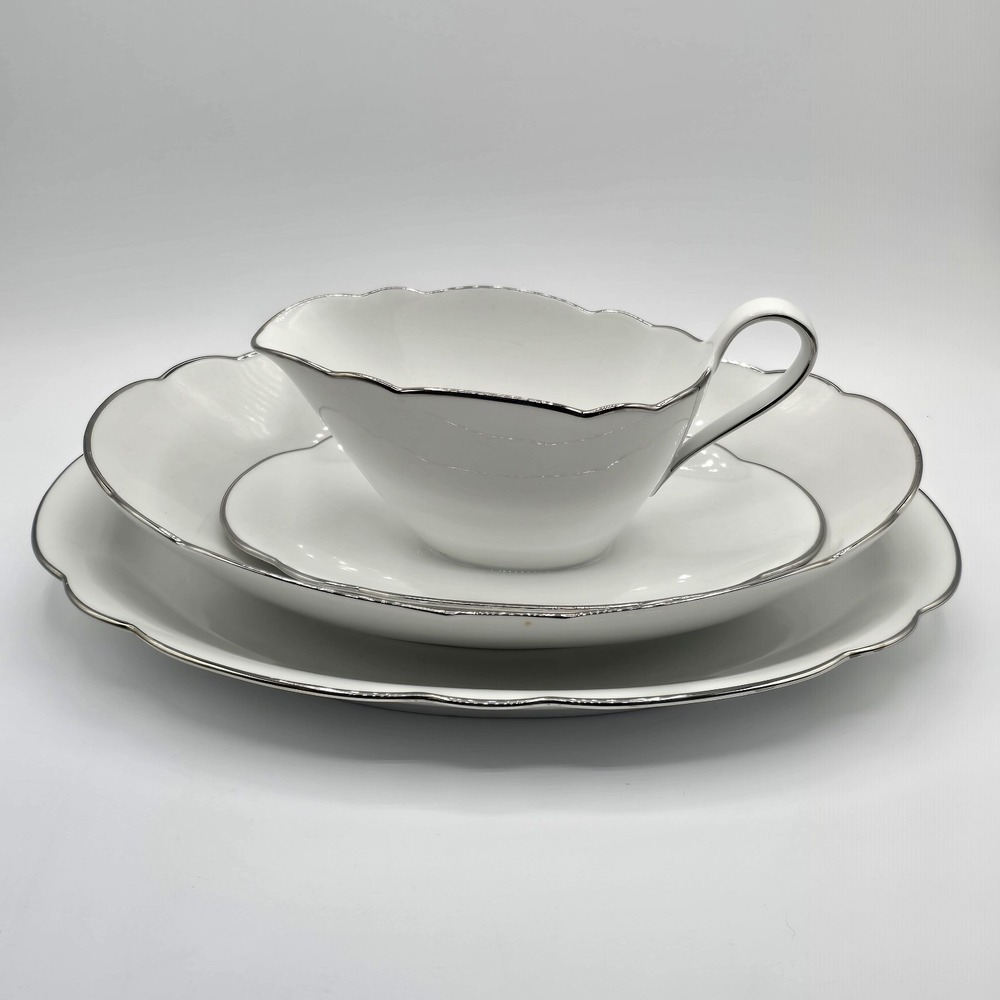 3pc Vtg Seltmann Weiden & Bavaria Inka‎ Western Germany Silver Trim Gravy Boat